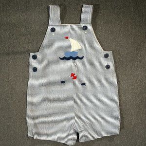 FLORENCE EISEMAN Seersucker Shortall With Sailboat